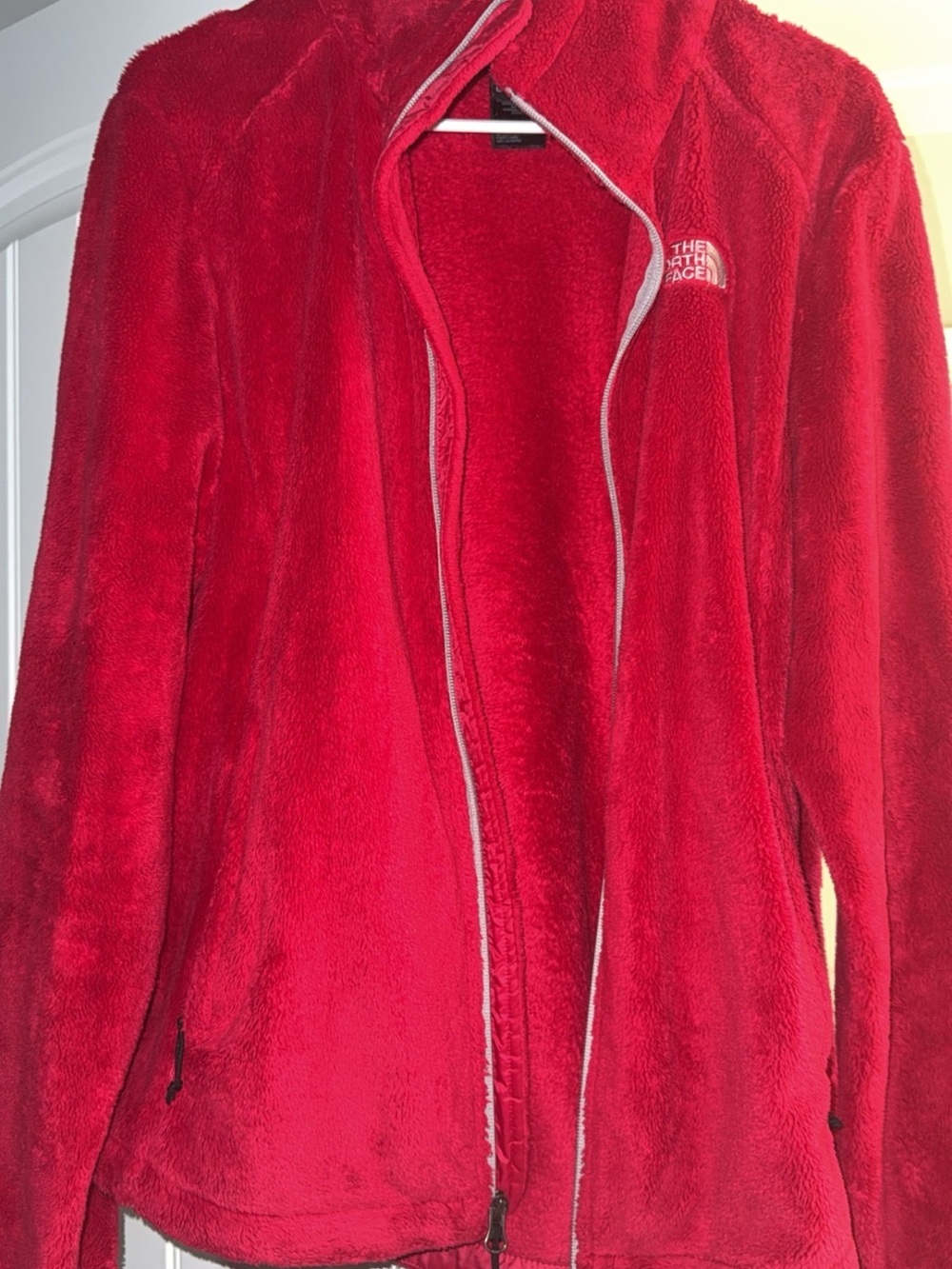 The North Face Women's Bright Red Plush Full-Zip Teddy Jacket